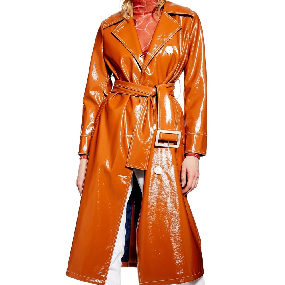 Women's TOPSHOP Long Brown Trench Coat